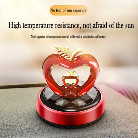 Solar Energy Power Rotary Apple Car Aromatherapy Air Freshener Fragrance Diffuser Auto Center Console Dashboard Ornament
