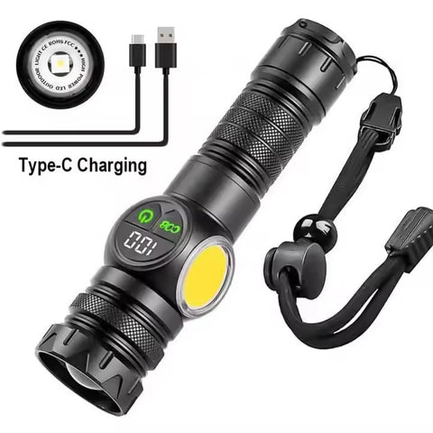 2km Long range 1000Lm Aluminium Zoom Torch Type-C Rechargeable