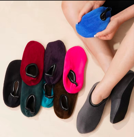 2 Pairs Women Bed Socks - Female Non Slip Short Socks Elastic Floor Slippers