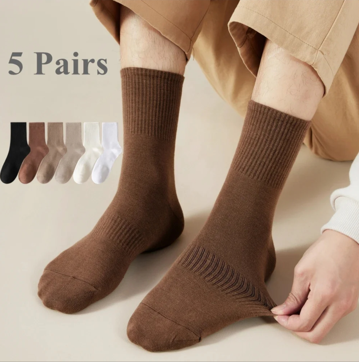 5 Pairs Warm Business Formal Socks - Imported