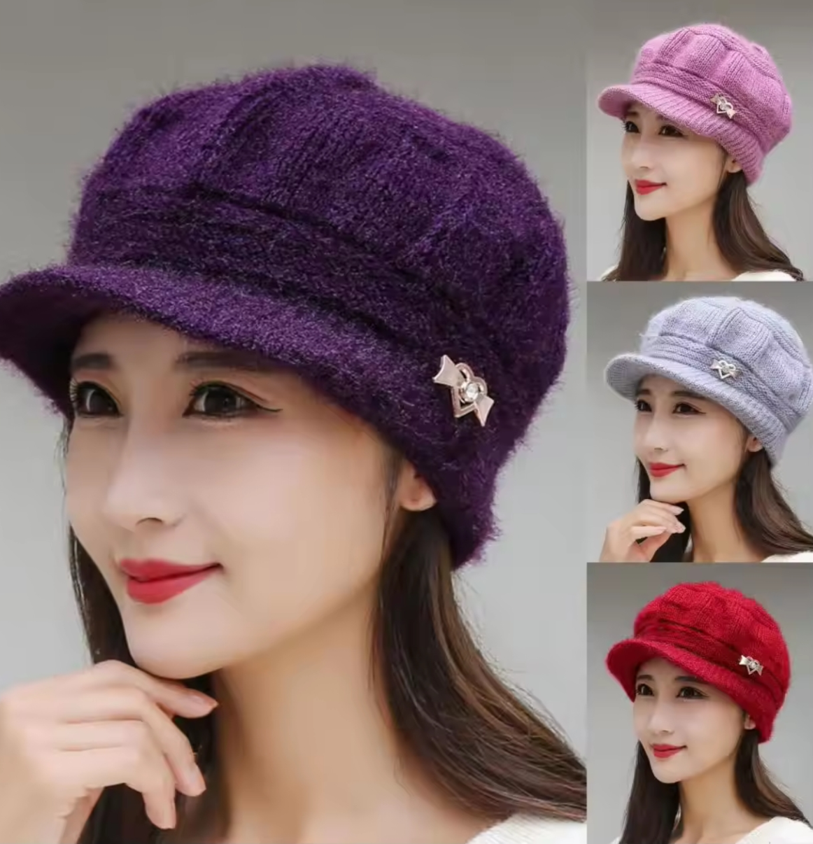 Women Winter Stylish Cap - Female Velvet Warm Woolen Cap