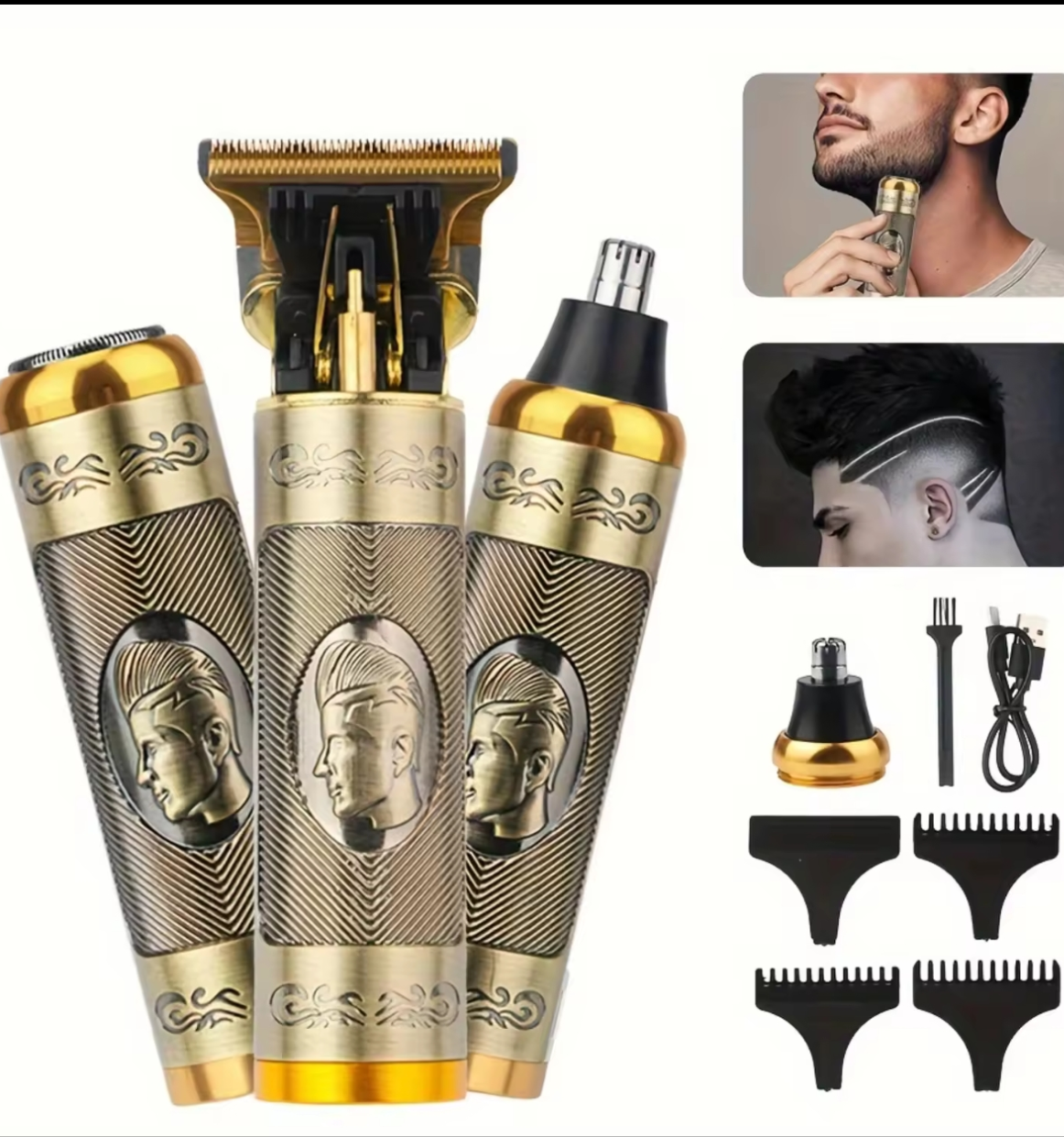 Daling 3 in 1 Men's Hair Trimmer Grooming Kit USB Rechargeable