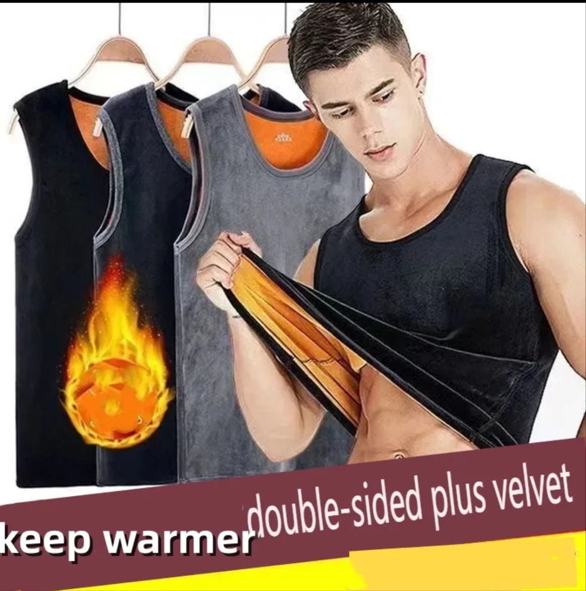 Winter Men's Thermal Undershirts Thicken Warm Men Vest With Velvet