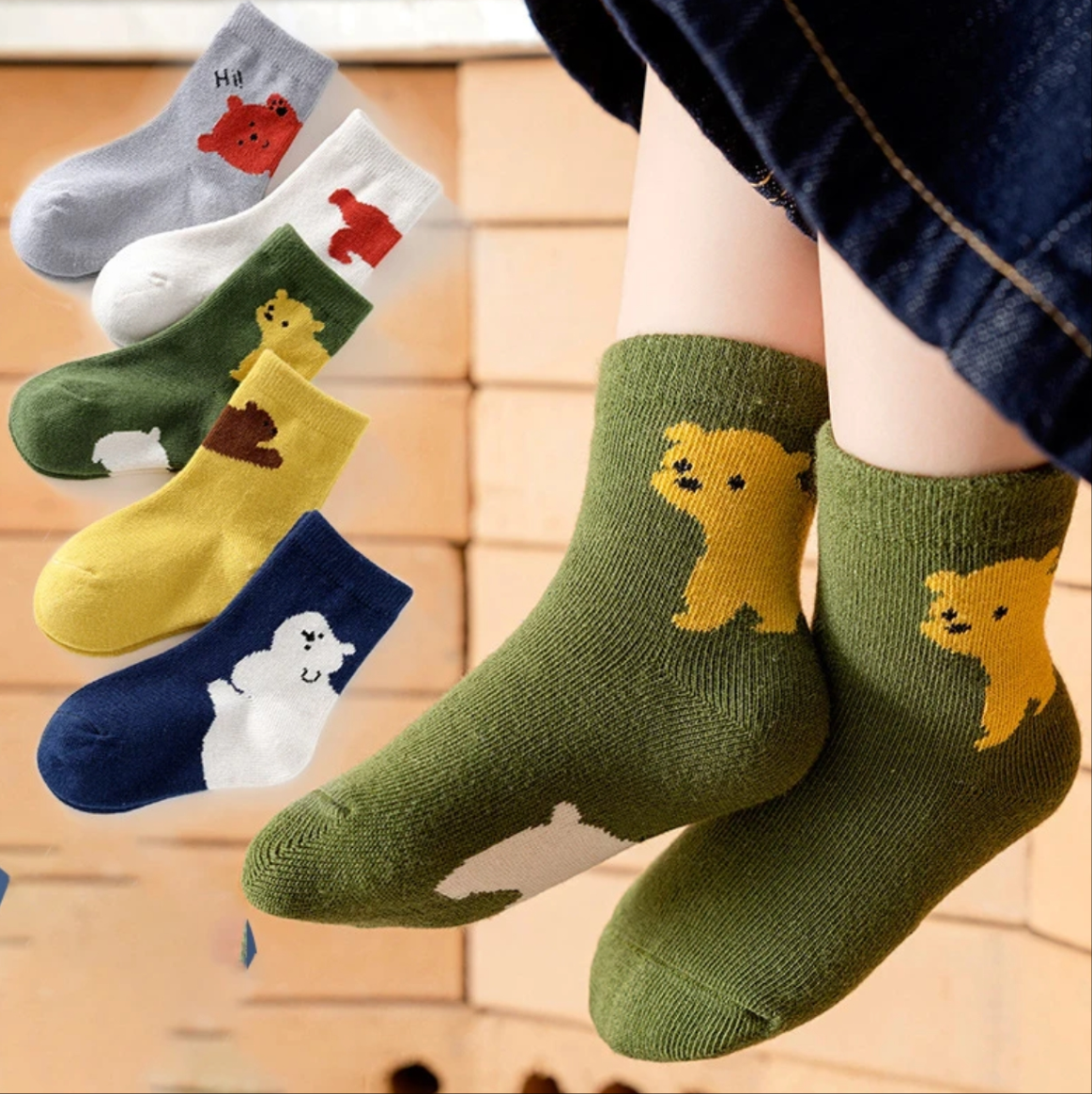 4 Pairs Winter Cartoon Children Warm Towel Socks