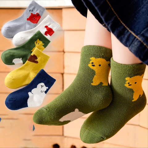4 Pairs Winter Cartoon Children Warm Towel Socks