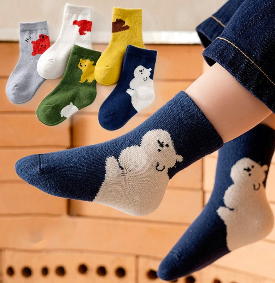 4 Pairs Winter Cartoon Children Warm Towel Socks