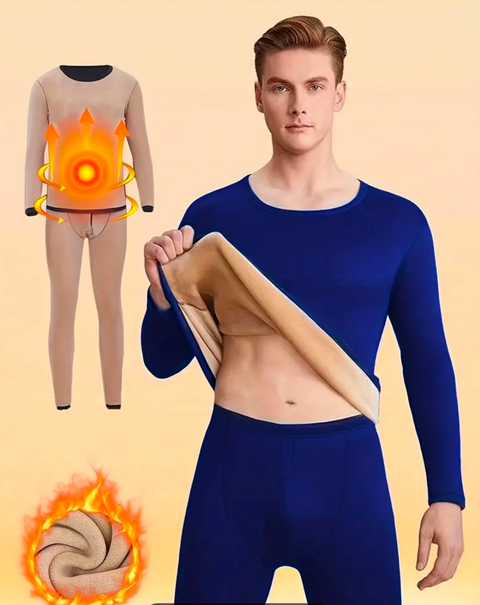 Double Layer Thick Fleece Winter Thermal Suit Set