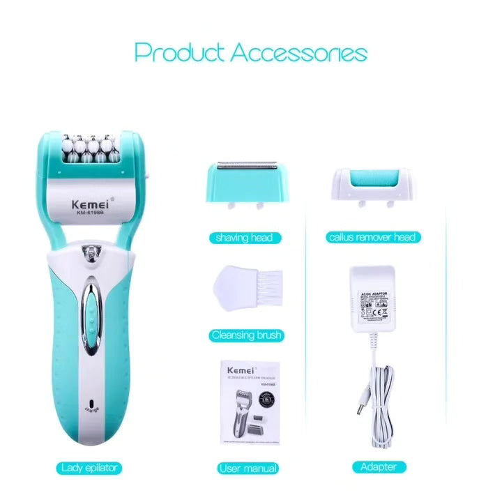 Kemei 3 in 1 Electric Lady Rechargeable Epilator