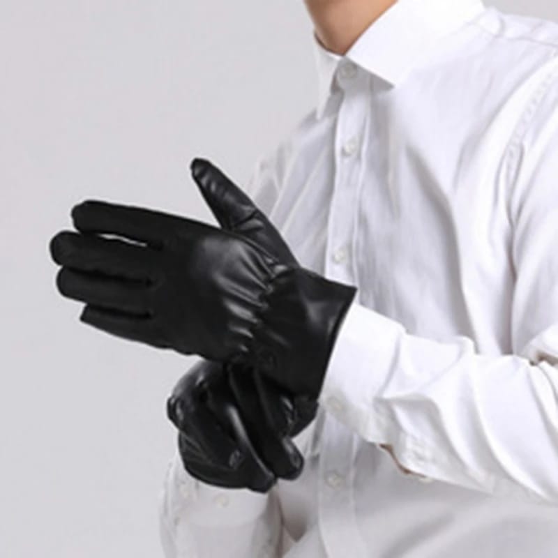 Winter Leather Gloves Touchscreen Fleece Keep Warm Waterproof Driving Gloves