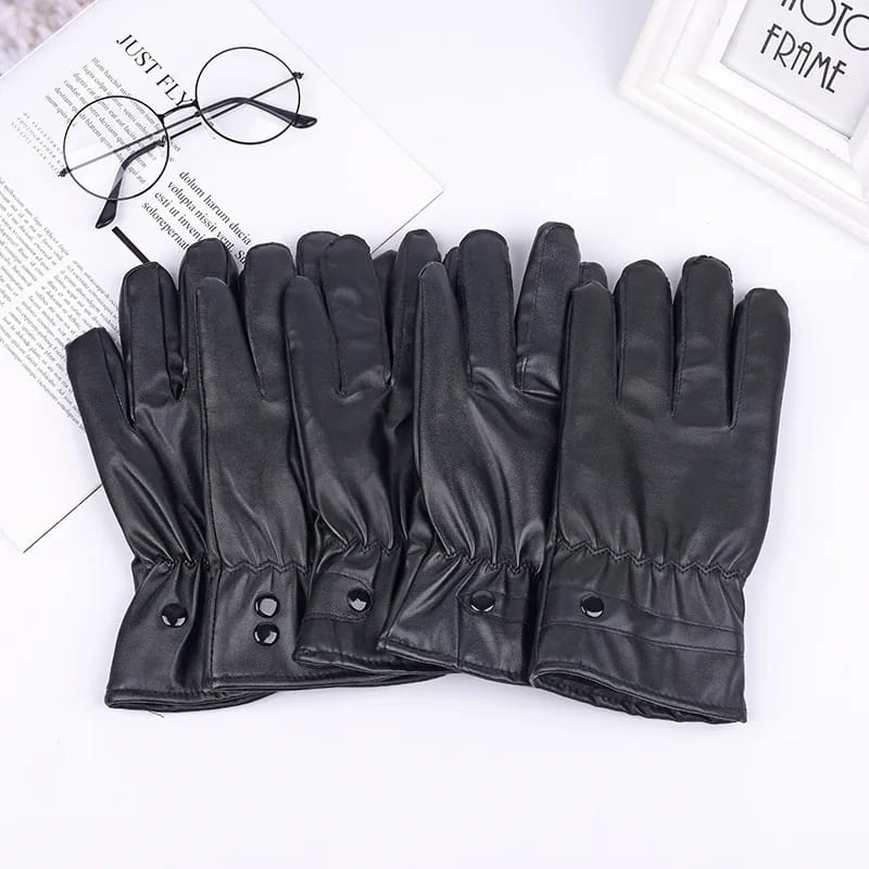 Winter Leather Gloves Touchscreen Fleece Keep Warm Waterproof Driving Gloves