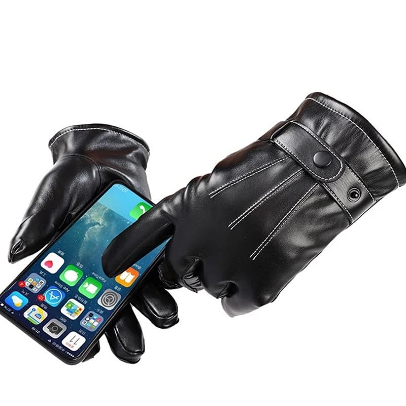 Winter Leather Gloves Touchscreen Fleece Keep Warm Waterproof Driving Gloves