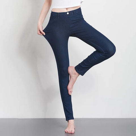 Supreme Women Elastic Jeans high waist Pant  - Navi blue