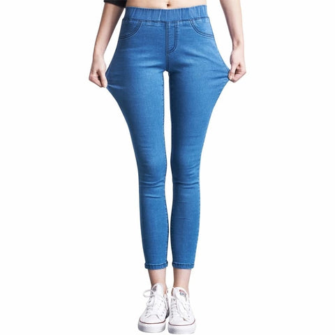 Supreme Women Elastic Jeans high waist Pant  - Navi blue