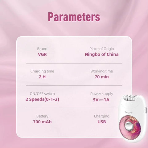 VGR Rechargeable Women Epilator For Face Hair Remover For Face Legs Body Bikini Underarms