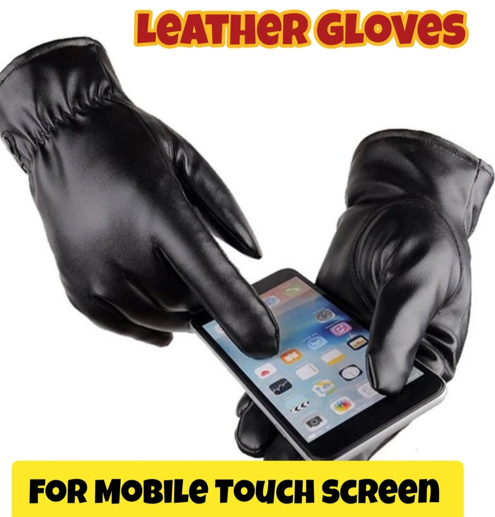 Touch screen Winter Warm Leather Gloves Waterproof Non slip