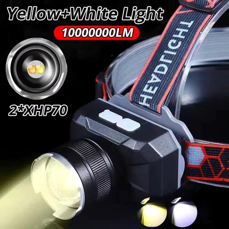 2*XHP70 Zoomable Most Powerful Led Headlamp