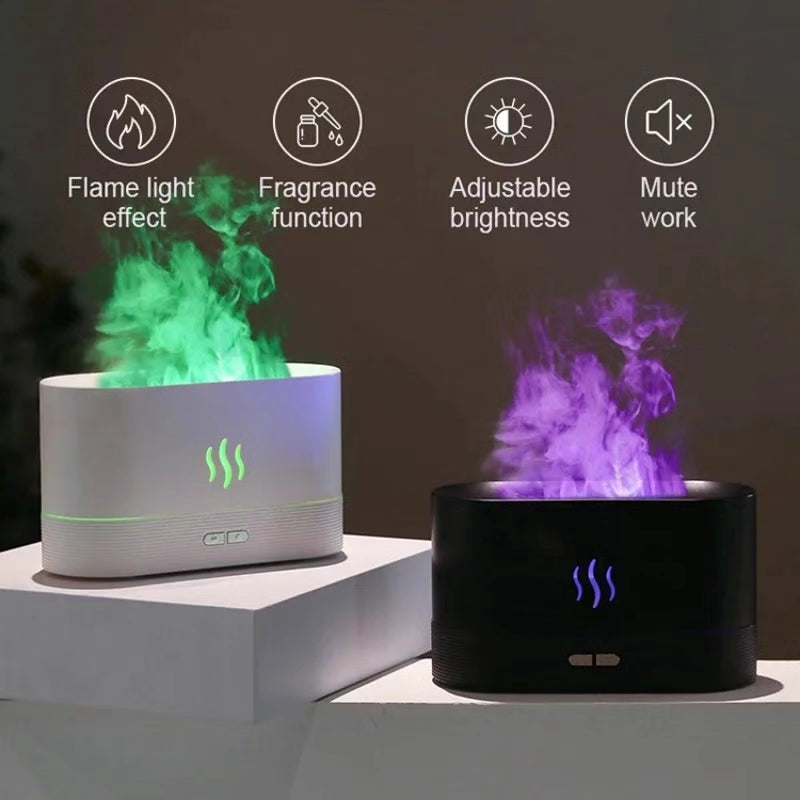 Flame Air Humidifier Diffuser Ultrasonic Cool Mist Maker Fogger Colorful Led flame Lamp