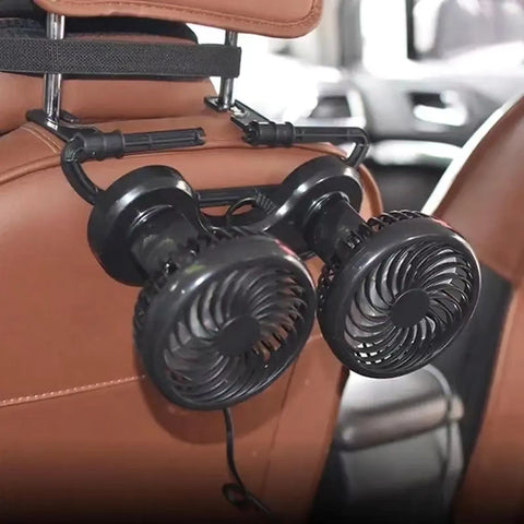 Double Head Car Fan 360 Degree Rotation With 2 Speeds Double Fan Suitable For 12V Cars, Trucks, Suvs