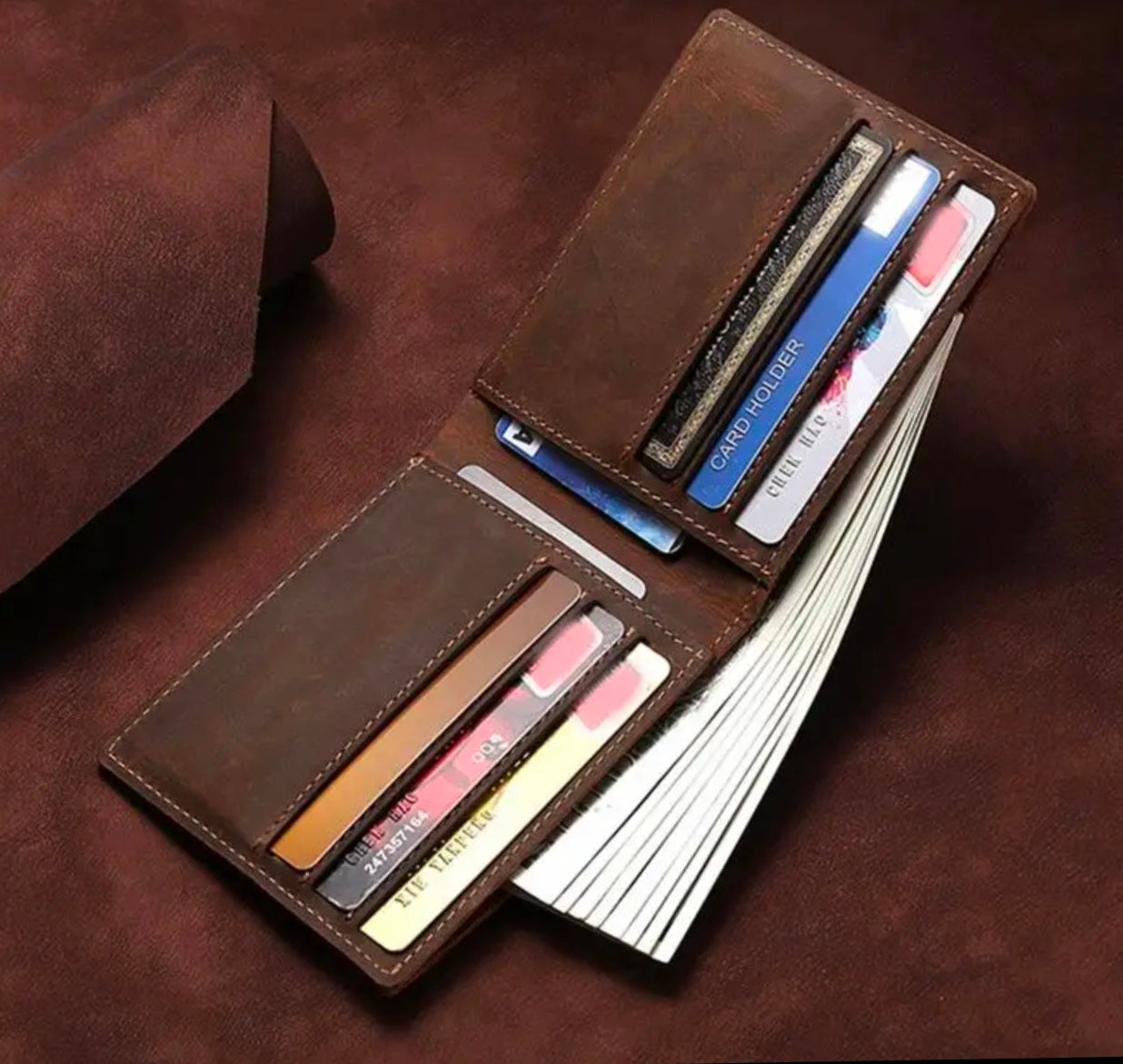 Genuine Leather Slim Card holder wallet | Crazy Horse