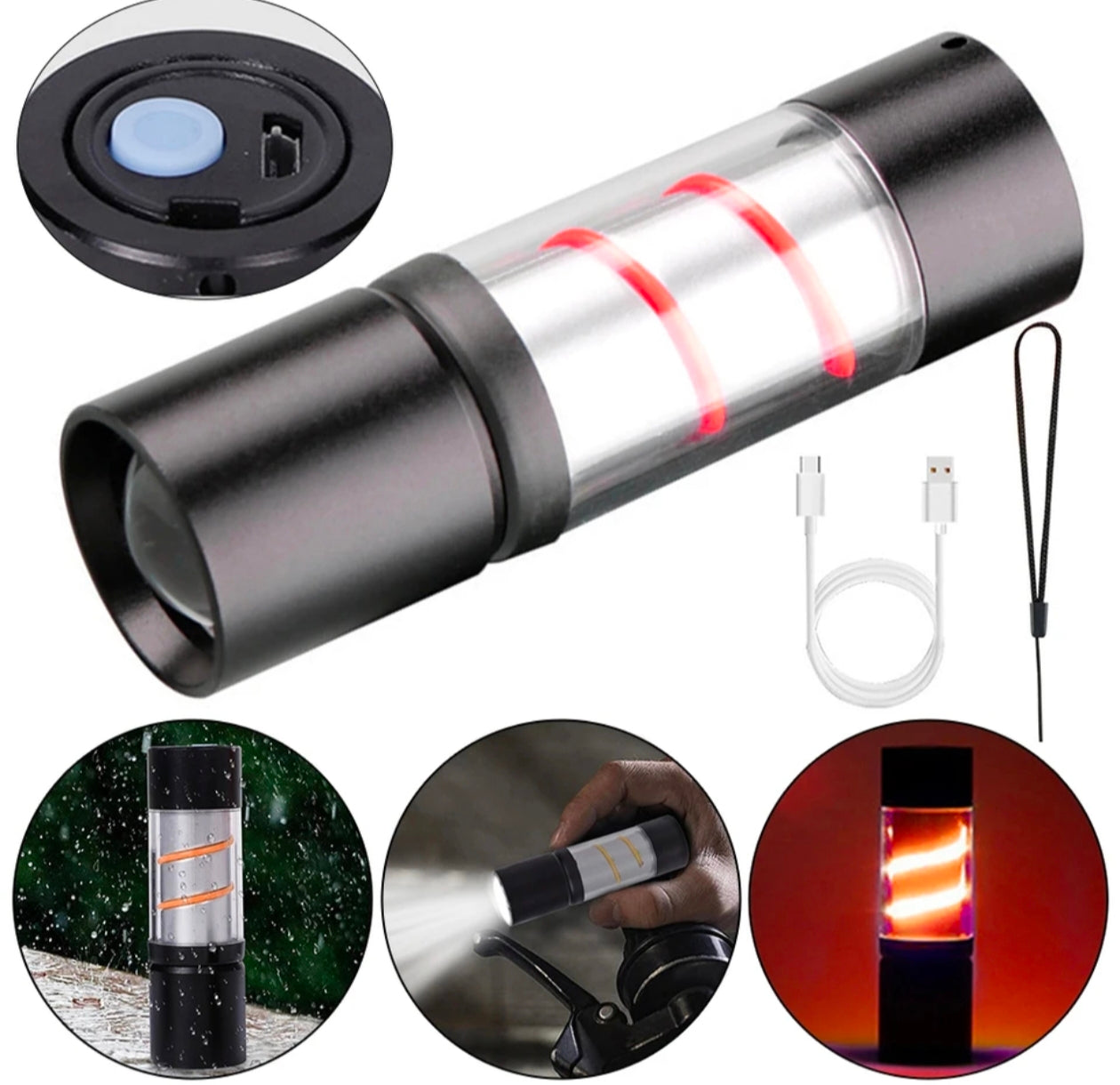 Rechargeable Aluminum Ecd Zoomable Flash light multifunctional