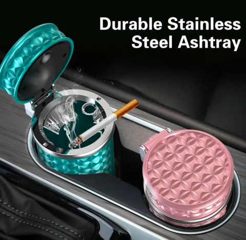 Stainless steel Decorated Car Ashtray With LED Light