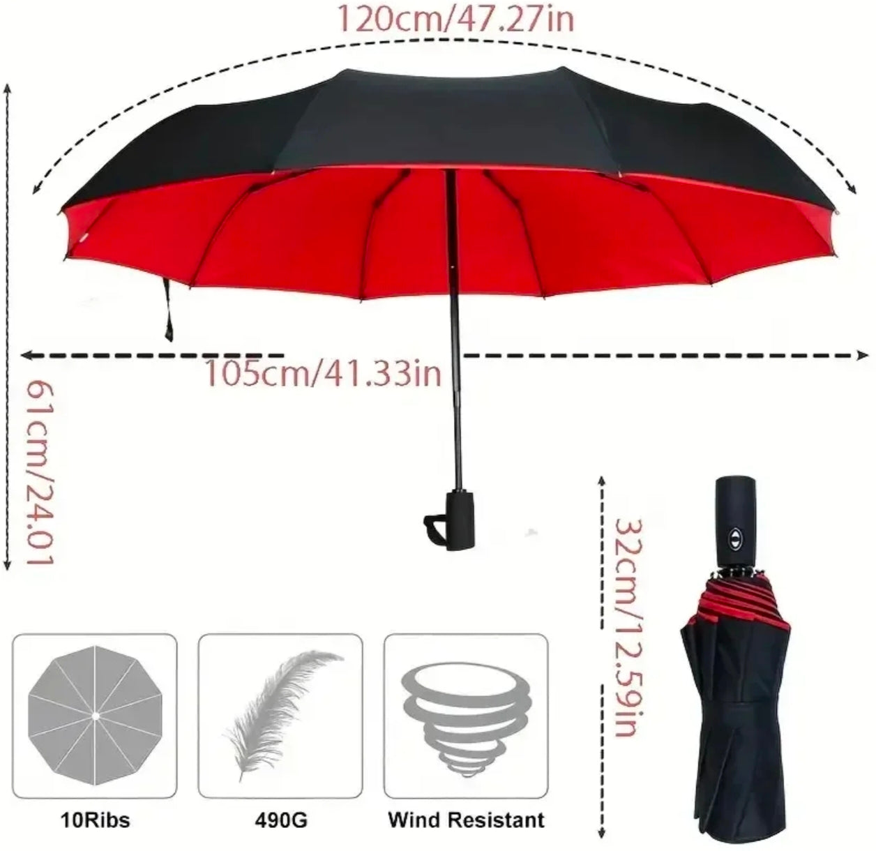 Automatic Folding Business 10 Bones Umbrella