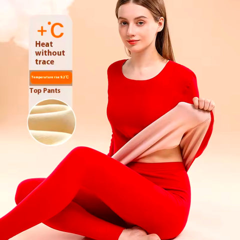 Cashmere Velvet Ladies Thermal Underwear Fleece Thick Thermal Suit