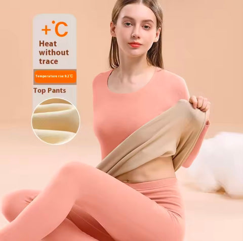 Cashmere Velvet Ladies Thermal Underwear Fleece Thick Thermal Suit