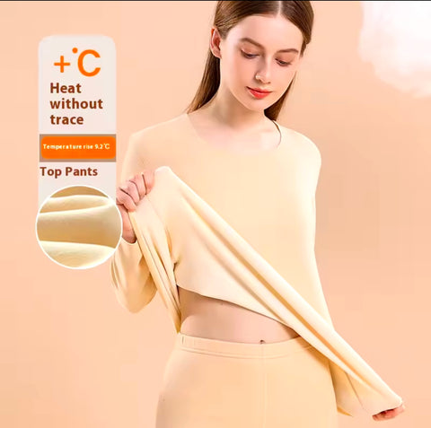 Cashmere Velvet Ladies Thermal Underwear Fleece Thick Thermal Suit
