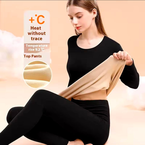 Cashmere Velvet Ladies Thermal Underwear Fleece Thick Thermal Suit