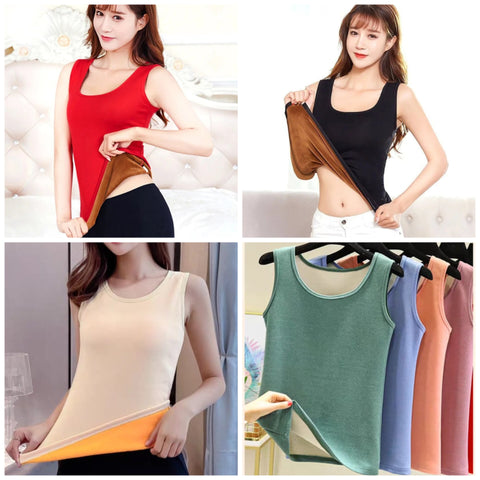 Velvet Seamless Underwear Undershirt Autumn and Winter Heating Fleece-Lined Inner Wear Sleeveless Top