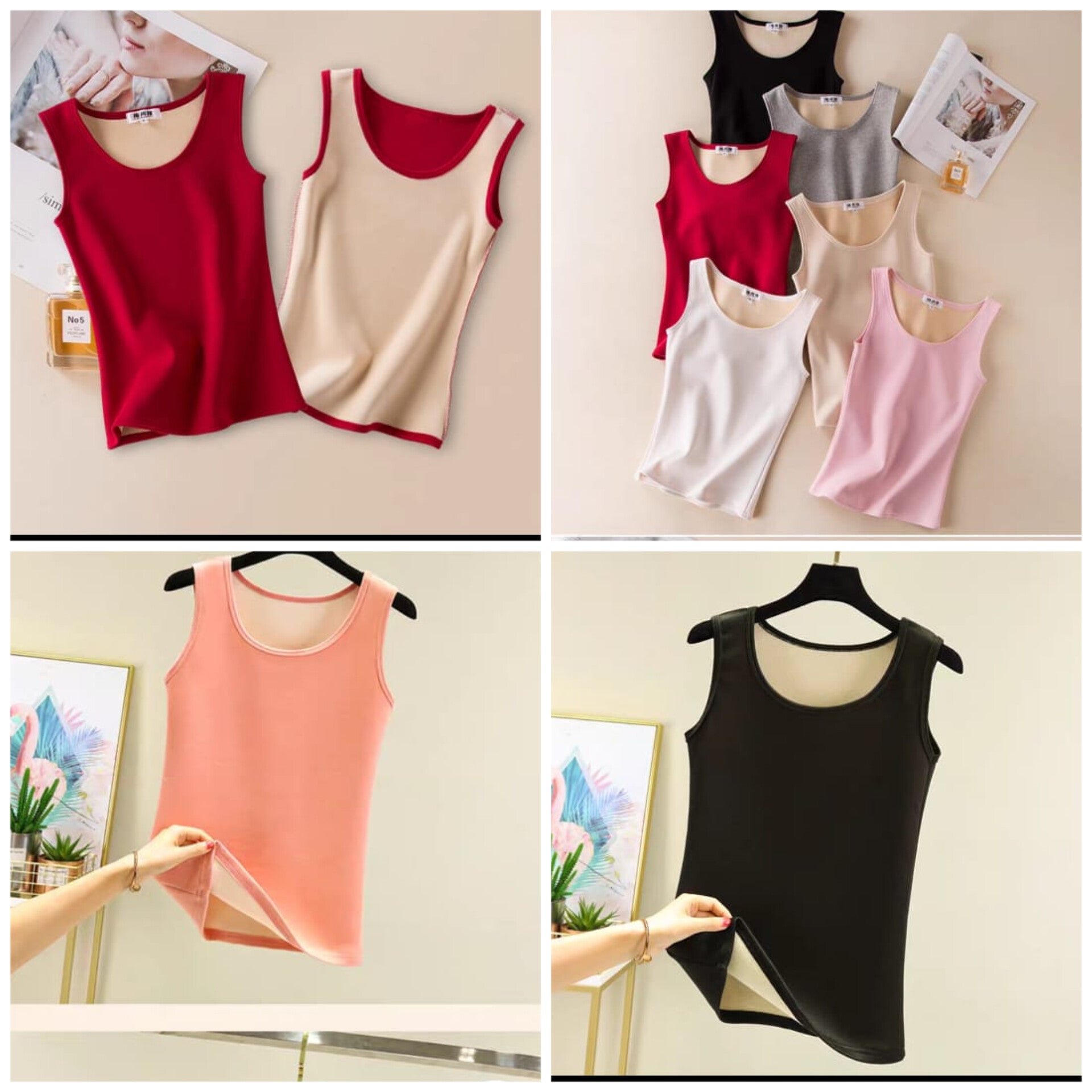 Velvet Seamless Underwear Undershirt Autumn and Winter Heating Fleece-Lined Inner Wear Sleeveless Top