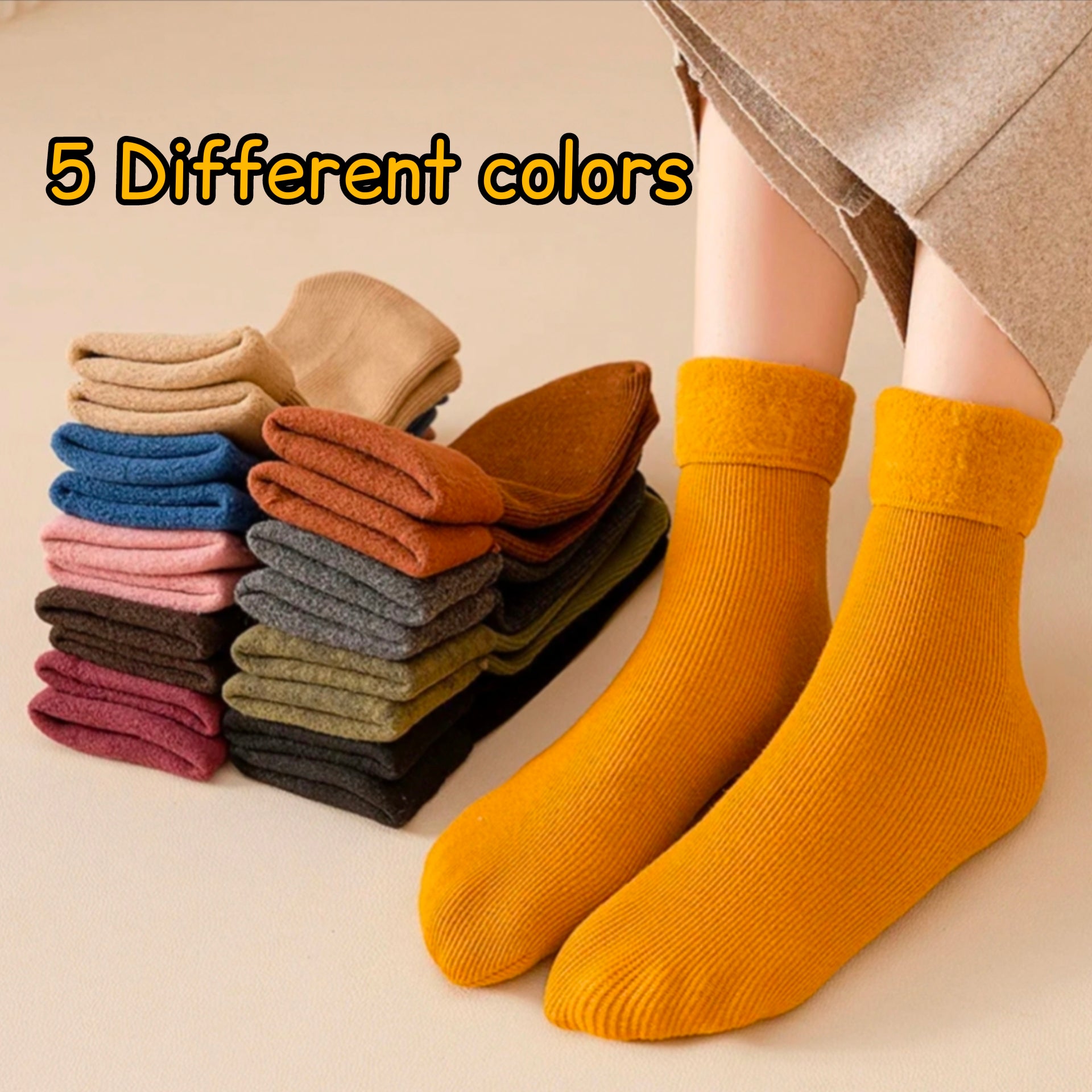 4 Pairs New Winter Cashmere Plus Velvet Fleece Socks for Women & Men