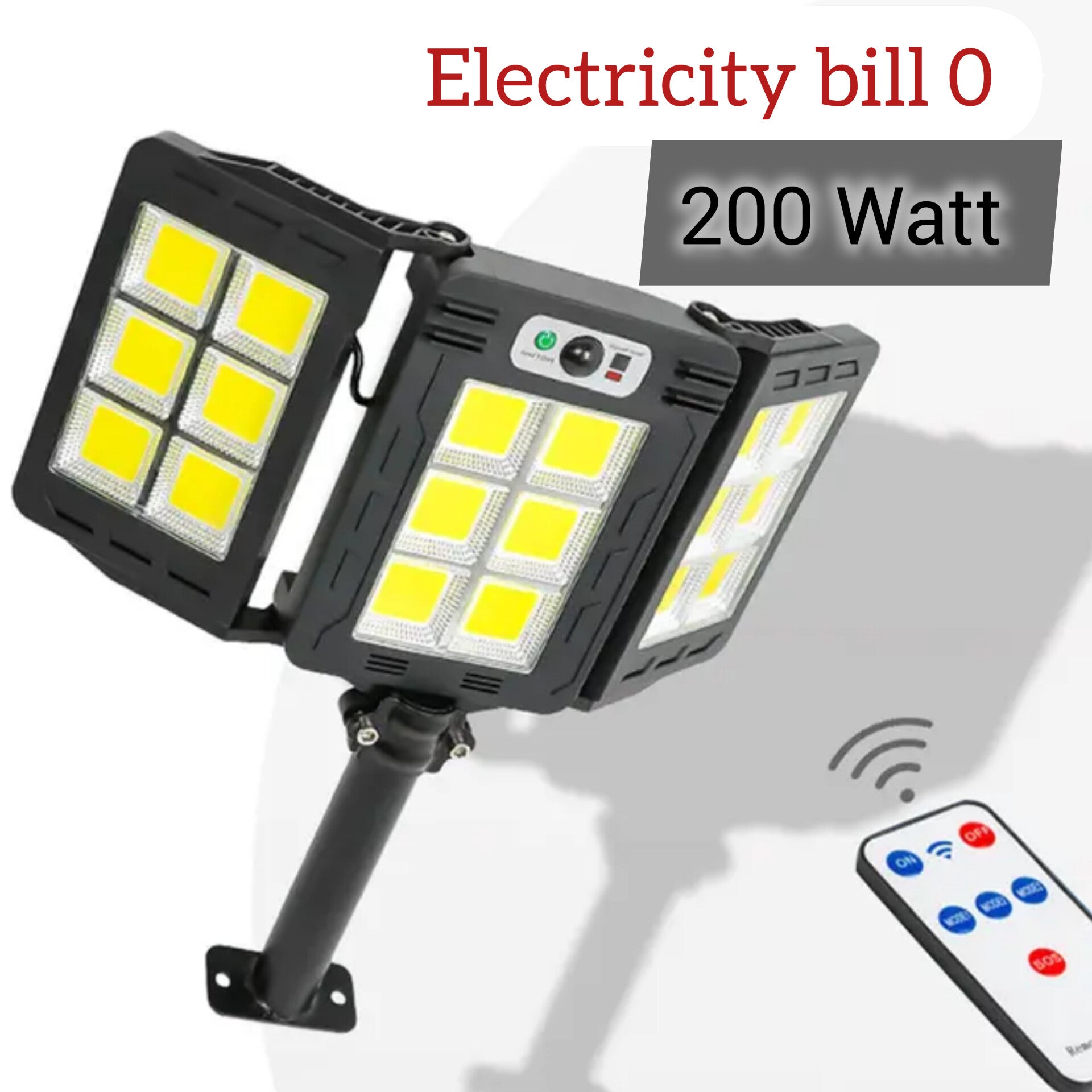 384 LED Solar Street Lights Outdoor Wall Lamp 3 Head Motion Sensor 180 Angle