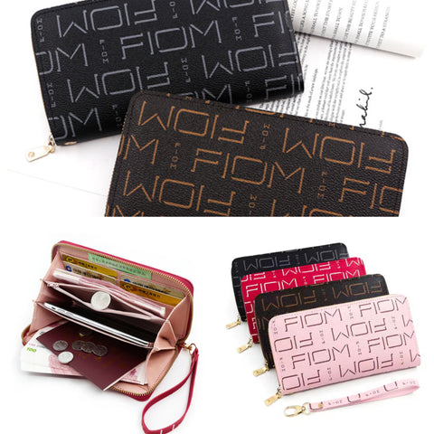 Women Long Lady Zipper Wallet Letter Litchi Grain