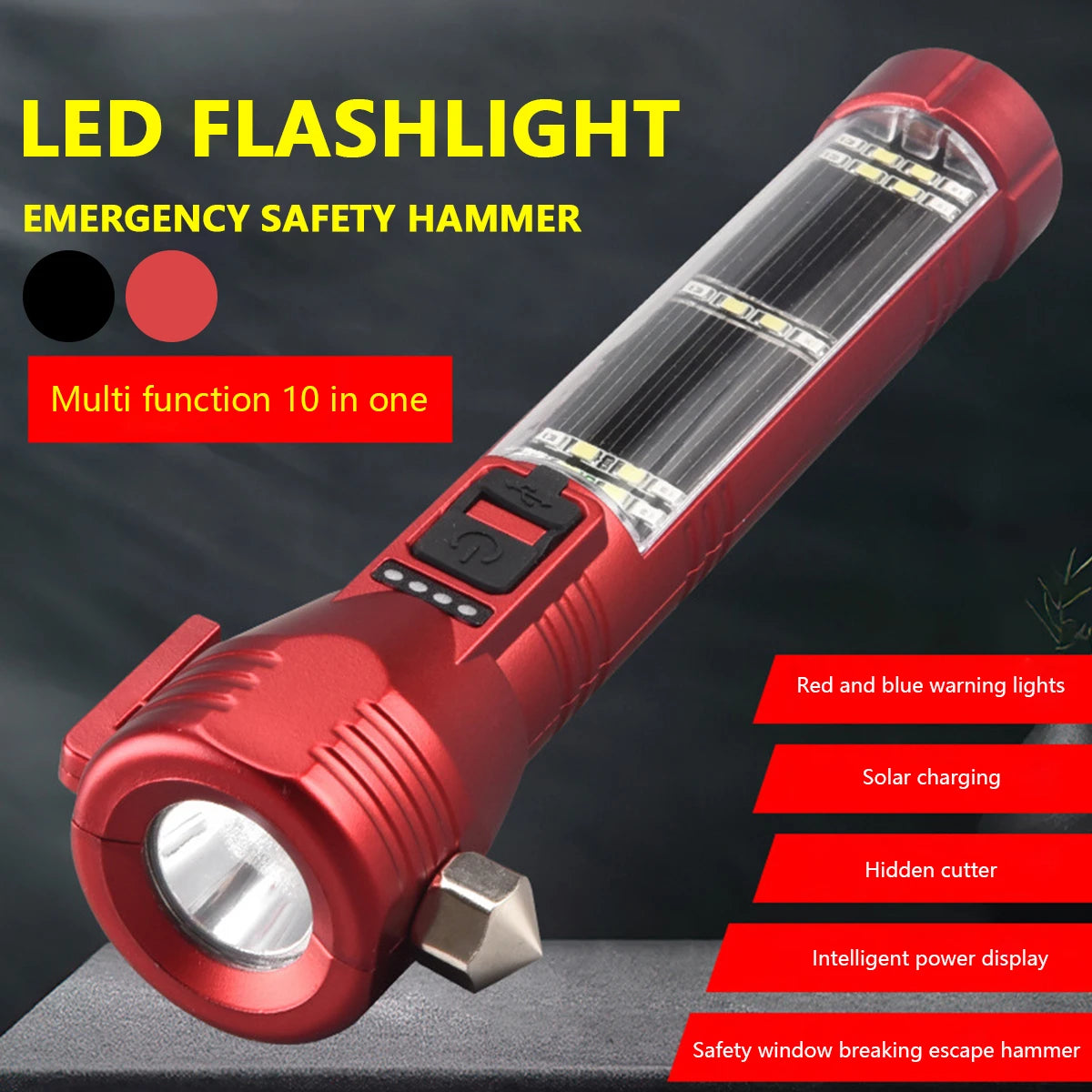 Flash light Solar Powered Waterproof USB Rechargeable torch, Torch Price in Pakistan