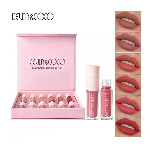 Kevin & Coco 12 colors Matte LipGloss 12 Colors Make Me Happy Liquid Mattes