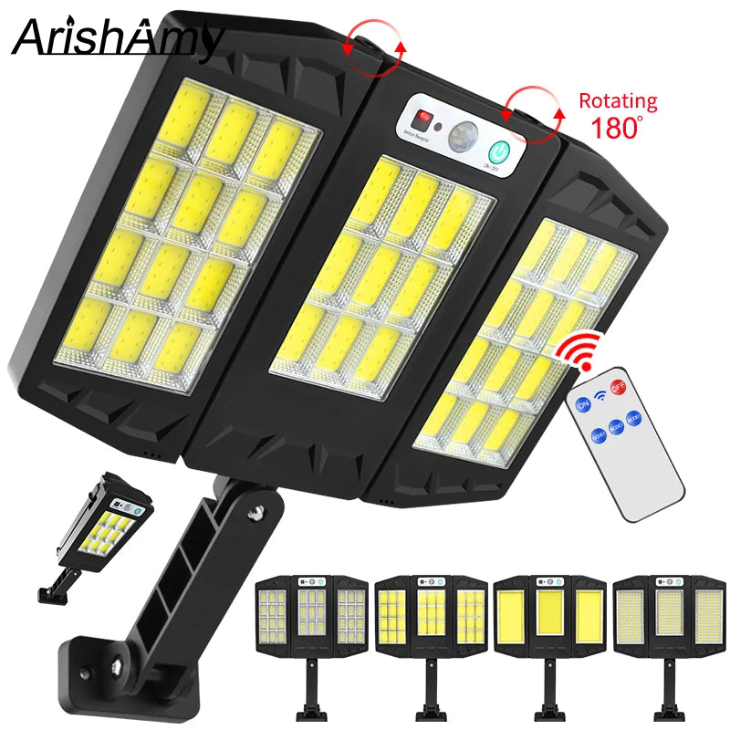 1000watt foldable Solar 3 head Sensor Light 384 LED