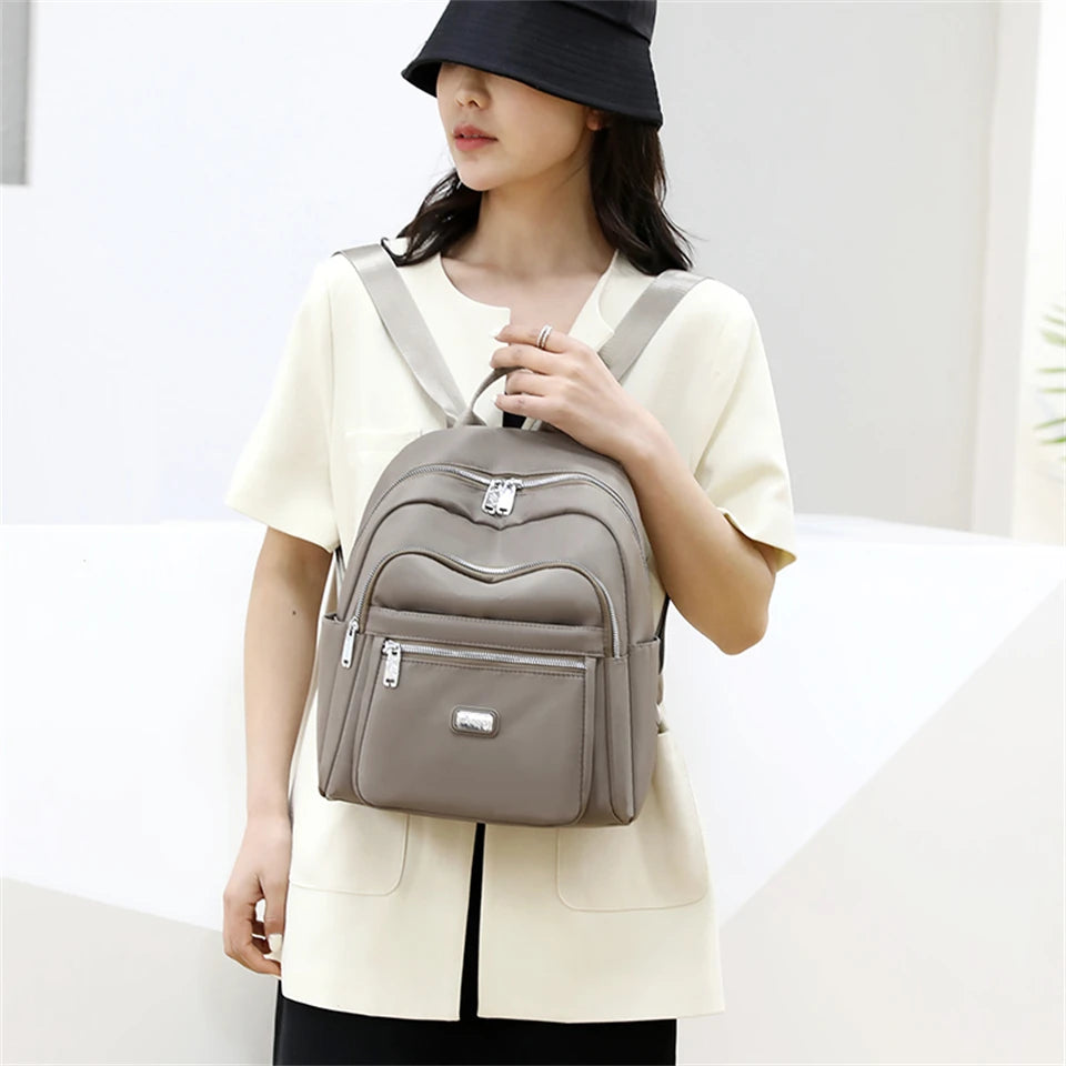 Waterproof Nylon Cloth Women's Backpacks Vintage High Capacity School Bags for Teenage Girl 2023