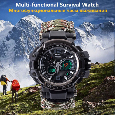 Russian Yuzex Outdoor Survival Paracord Waterproof Military Watch 6 in 1 Multi Functional