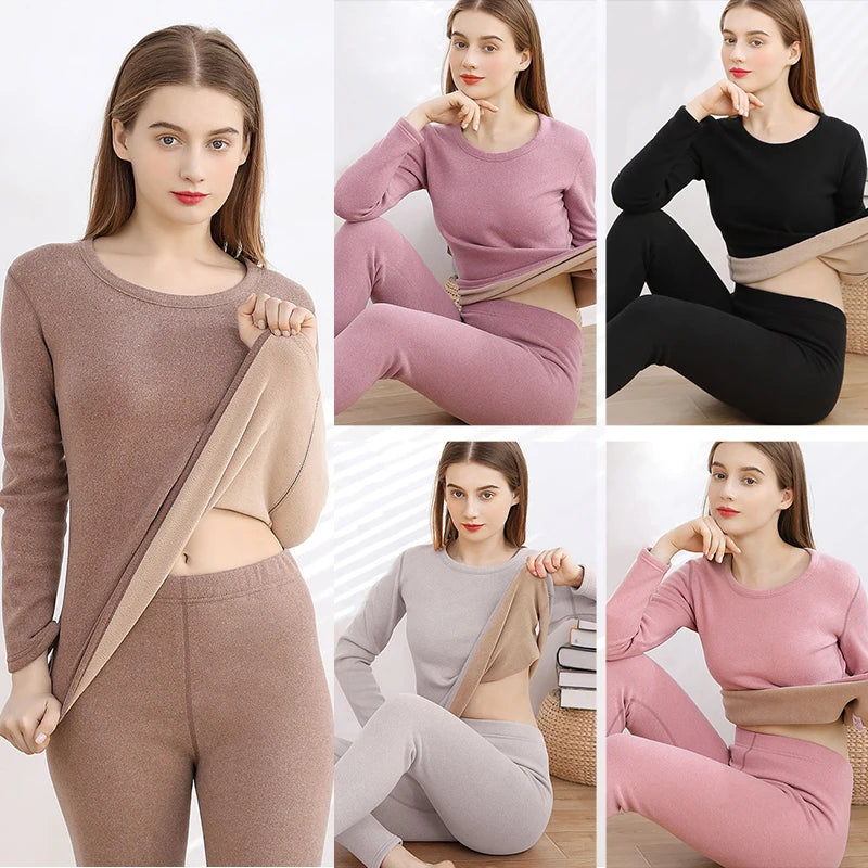 Ladies Velvet Thermal Underwear High-Collar Thermo Shirt For Women Lingerie  Warm Top Shirts Winter Pajamas