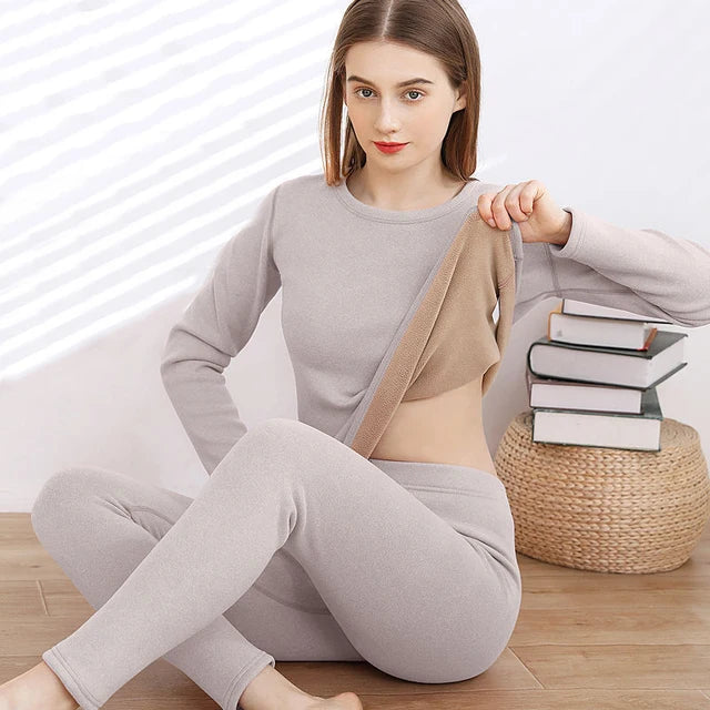 Ladies Cashmere Velvet thermal Underwear Double Layer Warm Lingerie Su importedgear.pk