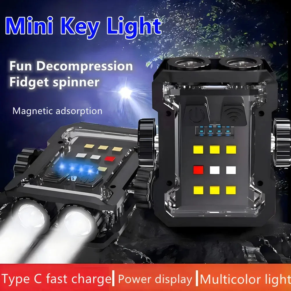 Portable Mini Keychain LED Super Bright Flashlight with RGB Light