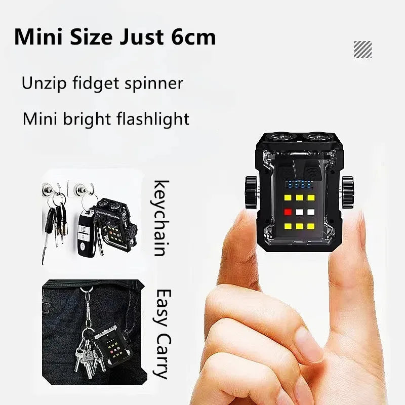 Portable Mini Keychain LED Super Bright Flashlight with RGB Light