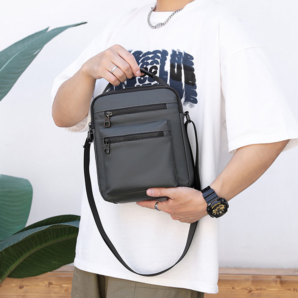 Casual Side Bags for Men Waterproof Nylon Small Handbag Multi Pocket Zipper Adjustable Strap for Travel Work for Running Sports