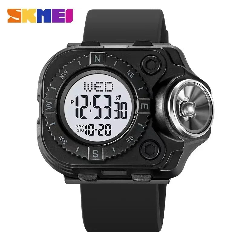 SKMEI 2187 Men Back Light Digital Wristwatch Waterproof Alarm Stopwatch Clock Creative LED Flashlight Countdown Sport Watches