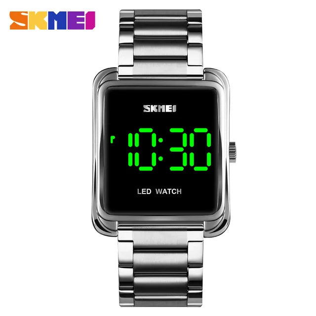 SKMEI Luxury LED Digital Watch Waterproof Stainless Steel Electronic Wristwatches