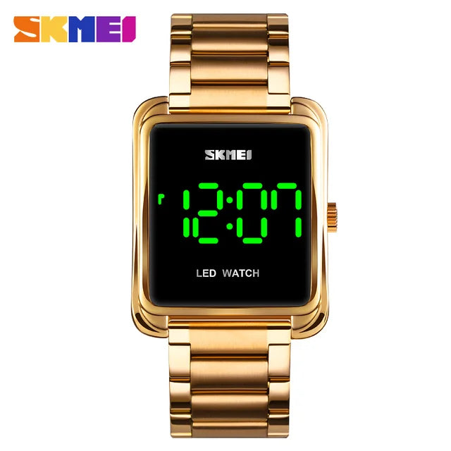 SKMEI Luxury LED Digital Watch Waterproof Stainless Steel Electronic Wristwatches