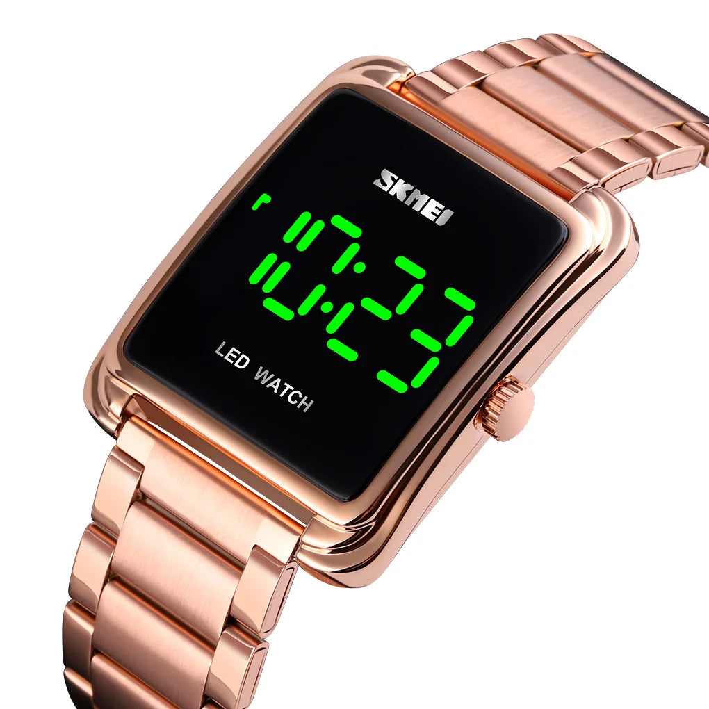 SKMEI Luxury LED Digital Watch Waterproof Stainless Steel Electronic Wristwatches