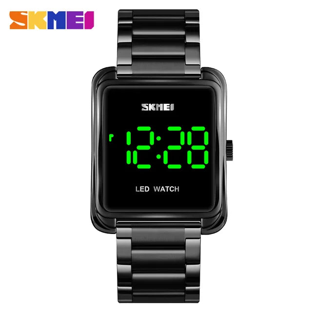 SKMEI Luxury LED Digital Watch Waterproof Stainless Steel Electronic Wristwatches